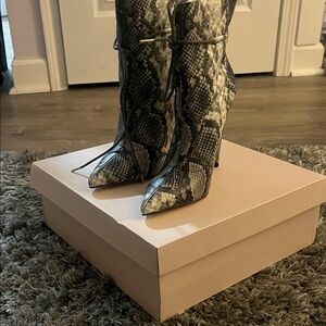 JustFab Snake Print Ankle Boots
